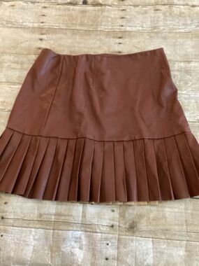Have Pleated Faux Leather Mini Skirt in Chocolate Brown